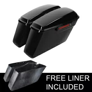 ビビッドブラックハードサドルバッグブラックラッチハーレーツーリングストリートグライド14+に適合 Vivid Black Hard Saddlebags Black Latch Fit For Harley Touring Street Glide 14+ 【並行輸入品】