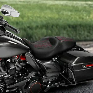 運転席&助手席レッドステッチ ハーレーツーリンググライド2009-23に適合 Driver & Passenger Seat Red Stitches Fit For Harley Touring Glide 2009-23 【並行輸入品】