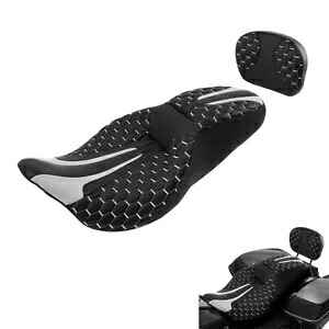 ブラック 運転席 助手席 バックレスト ハーレー ツーリング ロードキング 09以降に適合 Black Driver Passenger Seat Backrest Fit For Harley Touring Road King 09-later 【並行輸入品】