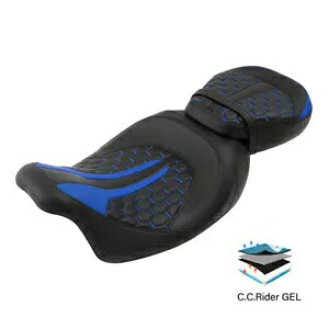 ブラックブルー運転席助手席ジェルシートハーレーツーリングロードグライド09以降に適合 Black Blue Driver Passenger Gel Seat Fit For Harley Touring Road Glide 09-Up 【並行輸入品】