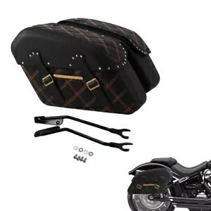 ブラック + オレンジ サドルバッグ ハーレー ソフテイル ブレイクアウト ファットボーイ FLFB 2018 以降に適合 Black+Orange Saddlebags Fit For Harley Softail Breakout Fat Boy FLFB 2018-Later 【並行輸入品】