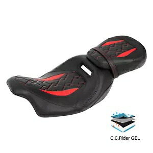 Black+Red Gel Driver Passenger Seat Fit For Harley Touring Street Glide 2009-Up Black+Red Gel Driver Passenger Seat Fit For Harley Touring Street Glide 2009-Up 【並行輸入品】