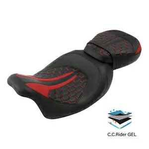 Driver Passenger Gel 2-Up Seat Fit For Harley Touring Road King 09-23 Black+Red Driver Passenger Gel 2-Up Seat Fit For Harley Touring Road King 09-23 Black+Red 【並行輸入品】