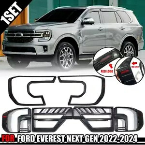 Matte Black Head Tail Lamp Cover Red Logo Set Fits 2022-24 Ford Everest U704 SUV Matte Black Head Tail Lamp Cover Red Logo Set Fits 2022-24 Ford Everest U704 SUV 【並行輸入品】|カスタムパーツ WORLD倉庫