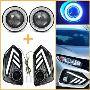 LED デイタイムランニングターンシグナルライト + COB エンジェルアイキット 17-19 ホンダシビック用 LED Daytime Running Turn Signal Light +COB Angel Eye Kit For 17-19 Honda Civic 【並行輸入品】｜カスタムパーツ WORLD倉庫