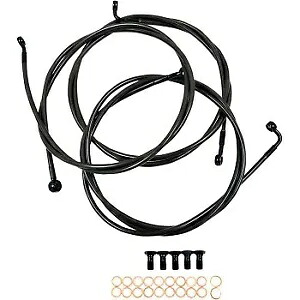 LA CHOPPERS LA-8052B16M ミッドナイトブラック ブレイデッド ブレーキ ライン キット 15-17 インチ LA CHOPPERS LA-8052B16M Midnight Black Braided Brake Line Kit 15-17\