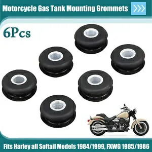 6 個黒ゴムガス燃料タンク取り付けグロメットハーレーファットボーイソフテイル FXST 用 6Pcs Black Rubber Gas Fuel Tank Mounting Grommets For Harley Fatboy Softail FXST画像