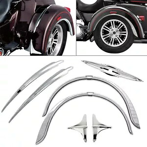 クロームトップリアフェンダーフレアフロントエッジリップトランクラッチアクセントトライグライド米国用 Chrome Top Rear Fender Flares Front Edge Lip Trunk Latch Accent For Tri Glide US 【並行輸入品】