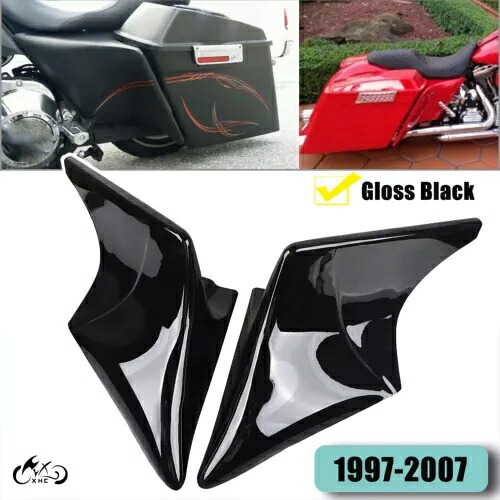ブラックストレッチ拡張サイドカバーパネルハーレーツーリングエレクトラグライド 97-07 Black Stretched Extended Side Cover Panel For Harley Touring Electra Glide 97-07 【並行輸入品】