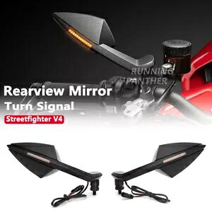 Ducati Streetfighter V4 用 LED ターンシグナルインジケーター付きサイドバックミラー Side Rearview Mirrors with LED Turn Signal Indicator For Ducati Streetfighter V4 【並行輸入品】