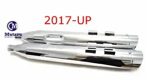 MUTAZU クローム スラント ロアリング スリップオン マフラー エキゾースト 2017年以降 ハーレー ツーリング用 MUTAZU Chrome Slant Roaring Slip-On Mufflers Exhaust for 2017-UP Harley Touring 【並行輸入品】