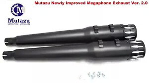 MUTAZU 4インチ ブラック メガホン コンペティション 2 スリップオン マフラー エキゾースト 95-16 ハーレー MUTAZU 4\