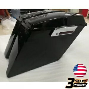 光沢のあるブラック 4 インチ 2-into-1 拡張ストレッチサドルバッグ + ラッチ ハーレー 1993-13 用 Glossy Black 4\