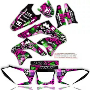 2017 2018 KXF 250 グラフィックキット KAWASAKI KX250F ナイトライダー: マゼンタ / グリーン デカール 2017 2018 KXF 250 GRAPHICS KIT KAWASAKI KX250F NIGHTRIDER: MAGENTA / GREEN DECAL画像