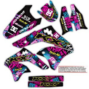 2009 2010 2011 KXF 450 グラフィックキット カワサキ ナイトライダー: マゼンタ / シアン デカール 2009 2010 2011 KXF 450 GRAPHIC KIT KAWASAKI NIGHT RIDER: MAGENTA / CYAN DECALS画像