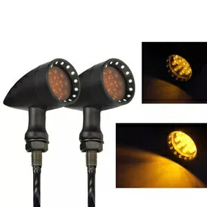 ペアブレットアンバーターンシグナルライトハーレーファットボーイソフテイルスプリンガーダイナ米国用 Pair Bullet Amber Turn Signal Light For Harley Fatboy Softail Springer Dyna US画像