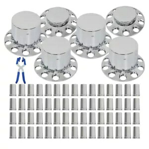 クローム ハブ カバー 33mm ラグ ナット ホイール アクスル カバー スレッドオン キット セミトラック コンプリート Chrome Hub Cover 33mm Lug Nut Wheel Axle Cover Thread-On Kit Semi Truck Complete 【並行輸入品】