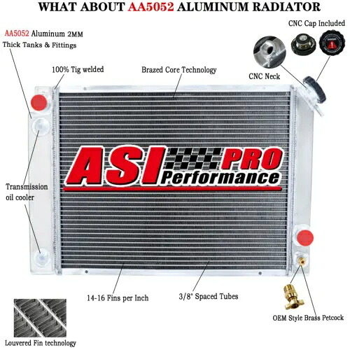 4 列アルミラジエーターポンティアック フィエロ 1984 85 86 87 88 I4/V6 2.5/2.8L 4 Rows Aluminum Radiator for Pontiac Fiero 1984 85 86 87 88 I4/V6 2.5/2.8L 【並行輸入品】｜カスタムパーツ WORLD倉庫