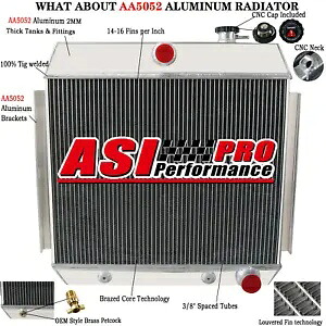 4 列アルミラジエーター 1955 1956 1957 シボレー ノマド/ベル エア/ツー テン シリーズ L6 用 4 Row Aluminum Radiator for 1955 1956 1957 Chevy Nomad/Bel Air/Two Ten Series L6 【並行輸入品】