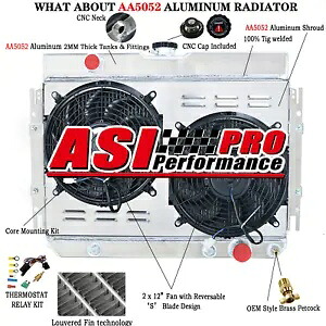 3 列ラジエーター + シュラウド ファン 1963-68 67 シボレー インパラ ベル エア/64-67 エル カミノ用 3 Rows Radiator+Shroud Fan for 1963-68 67 Chevy Impala Bel Air/64-67 El Camino 【並行輸入品】