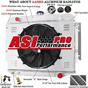 1971-79 ダッジ B100 D100 W150 D200 ラムチャージャーピックアップ 3 列ラジエーター + シュラウドファン For 1971-79 Dodge B100 D100 W150 D200 Ramcharger Pickup 3Row Radiator+Shroud Fan 【並行輸入品】