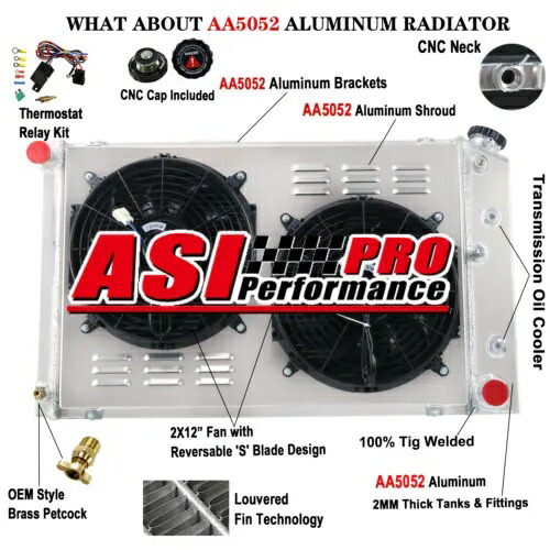 シボレー 70-81 カマロ & 78-87 モンテカルロ G-Body 3 列ラジエーター + シュラウドファン用 For Chevy 70-81 Camaro & 78-87 Monte Carlo G-Body 3 Row Radiator+Shroud Fan 【並行輸入品】