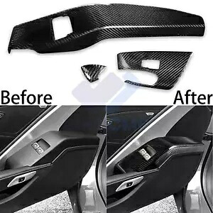 3 個フルカーボンファイバーウィンドウリフトスイッチパネルカバーコルベット C7 2014-2019 3pcs Full Carbon Fiber Window Lift Switch Panel Covers For Corvette C7 2014-2019 【並行輸入品】