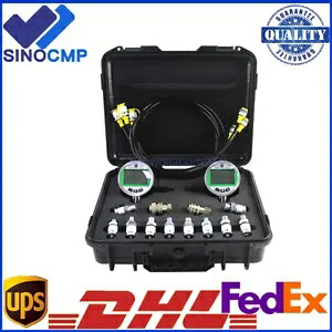 80MPA/12000PSI デジタル圧力計キット、ゲージ 2 個、テストホース 3 個、カップリング 12 個付き 80MPA/12000PSI Digital Pressure Gauge Kit w/ 2 Guages 3 Test Hose 12 Couplings 【並行輸入品】