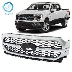 2021 2022 2023 フォード F-150 シルバー + クロームプラスチックモデルフロントバンパーグリル For 2021 2022 2023 Ford F-150 Silver+Chrome Plastic Model Front Bumper Grille 【並行輸入品】