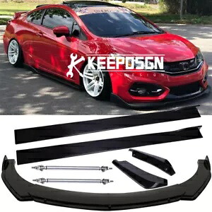 サイドスカートリア&フロントバンパーリップスプリッターロッドホンダシビックSIクーペセダン用 Side Skirts Rear & Front Bumper Lip Splitter Rods For Honda Civic SI Coupe Sedan 【並行輸入品】