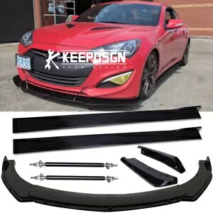 2013-16 ヒュンダイジェネシスクーペサイドスカートリアフロントバンパーリップスプリッターロッド For 2013-16 Hyundai Genesis Coupe Side Skirt Rear Front Bumper Lip Splitter Rods 【並行輸入品】