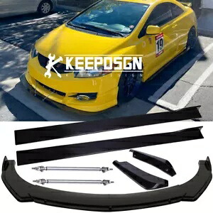 サイドスカートリア&フロントバンパーリップスプリッタースポイラーロッドホンダシビックSIクーペ用 Side Skirt Rear & Front Bumper Lip Splitter Spoiler Rod For Honda Civic SI Coupe 【並行輸入品】