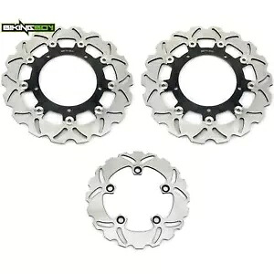 2 フロント 1 リアブレーキディスクローターヤマハ YZF-R6 YZF R6 600 2003-2004 03 04 2 Front 1 Rear Brake Discs Rotors For Yamaha YZF-R6 YZF R6 600 2003-2004 03 04 【並行輸入品】|カスタムパーツ WORLD倉庫