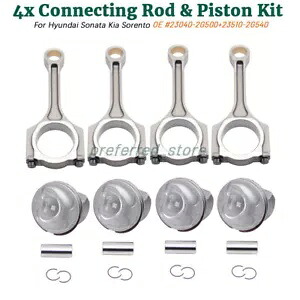 4x コネクティングロッド & エンジンピストンキット ヒュンダイ ソナタ キア ソレント オプティマ 2.4L 用 4x Connecting Rod & Engine Piston Kit For Hyundai Sonata Kia Sorento Optima 2.4L 【並行輸入品】