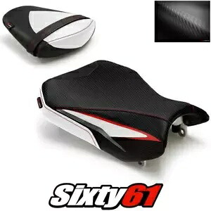 スズキ GSXR 600 750 シートカバー 2011-2023 フロントリアホワイトレッド Luimoto カーボン Suzuki GSXR 600 750 Seat Cover 2011-2023 Front Rear White Red Luimoto Carbon 【並行輸入品】