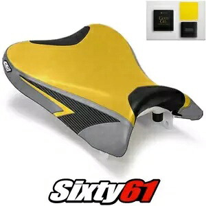 スズキ GSXR 600 750 シートカバー ゲル付き 2008 2009 2010 イエロー Luimoto カーボン Suzuki GSXR 600 750 Seat Cover with Gel 2008 2009 2010 Yellow Luimoto Carbon 【並行輸入品】