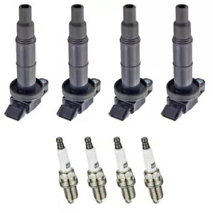 4X イグニッションコイル + スパークプラグ トヨタ カローラ マトリックス MR2 セリカ バイブ Prizm 用 4X Ignition Coils + Spark Plugs For Toyota Corolla Matrix MR2 Celica Vibe Prizm画像