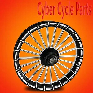 2008年以降 ハーレーダビッドソン ブラックコントラスト 21インチ フロントホイール「カポネ」 2008 and Up Harley Davidson Black Contrast 21" inch Front Wheel "Capone" 【並行輸入品】|カスタムパーツ WORLD倉庫