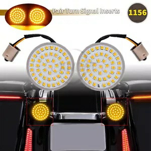 1156 LED ターンシグナル アンバー ライト ハーレー ソフテイル ファットボーイ スポーツスター ロード グライド用 1156 LED Turn Signal Amber Lights For Harley Softail Fatboy Sportster Road Glide画像