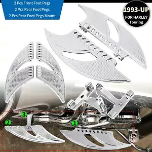 フロントリアフロアボードフットペグ+ハーレーロードキングストリートツアーグライド用ブラケット Front Rear Floorboards Foot Pegs +Bracket For Harley Road King Street Tour Glide 【並行輸入品】
