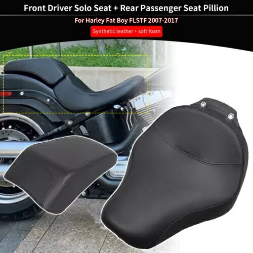 ブラックドライバーソロシート助手席ピリオンクッションハーレーファットボーイ FLSTF 07-17用 Black Driver Solo Seat Passenger Pillion Cushion For Harley Fat Boy FLSTF 07-17 【並行輸入品】