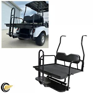 ブラックゴルフカート折りたたみリアフリップシートキット + クラブカー DS 2000-2013 用グラブバー Black Golf Cart Folding Rear Flip Seat Kit + Grab Bar For Club Car DS 2000-2013 【並行輸入品】