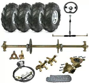 32インチ リアアクスルキット フロントステアリングホイール 7インチ ホイールブレーキ ゴーカート ATV ゴルフカート用 32\