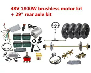 29 インチ ゴーカート リア アクスル キット 48V 1800 ワット電気モーター フロント ステアリング ホイール ゴルフ ATV 29\