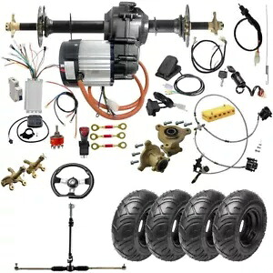 30 インチ ディファレンシャル リア アクスル キット、6 インチ ホイール、フロント ステアリング、ゴーカート トライク ATV DIY 30\