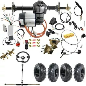 30 インチ リア アクスル キット 48V 1000W 電気ディファレンシャル モーター 6 インチ ホイール フロント ステアリング 30\