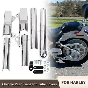 クロームスイングアームチューブカバーハーレーファットボーイソフテイルスプリンガーEFI FXSTI FXSTS用 Chrome Swingarm Tube Cover For Harley Fat Boy Softail Springer EFI FXSTI FXSTS画像