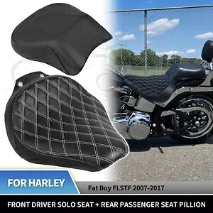 ハーレーファットボーイEFI FLSTFI用ホワイトステッチ運転席&助手席ピリオン White Stitching Driver & Passenger Seat Pillion For Harley Fat Boy EFI FLSTFI 【並行輸入品】