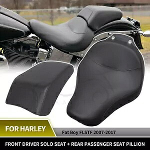 ブラック ドライバーソロシート + 助手席ピリオン ハーレーファットボーイ FLSTF 2007-17用 Black Driver Solo Seat + Passenger Seat Pillion For Harley Fat Boy FLSTF 2007-17 【並行輸入品】|カスタムパーツ WORLD倉庫