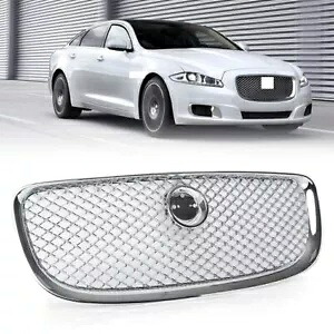 フロントセンターグリル プラスチックメッシュグリル フィット ジャガー XJ 2010-2015 クローム Front Center Grille Plastic Mesh Grill Fit Jaguar XJ 2010-2015 Chrome 【並行輸入品】